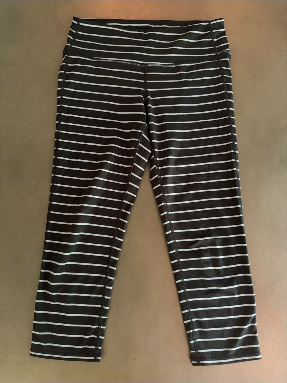Athleta Black and White Striped Active Crop
